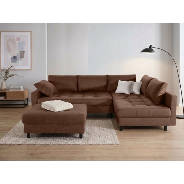 COLLECTION AB Ecksofa Toni XL L-Form B:274 cm Set inkl. Hocker, AKTION mit Pet Topper, Set: Sofa & Hocker, 2 Zierkissen, Bonell-Federkern