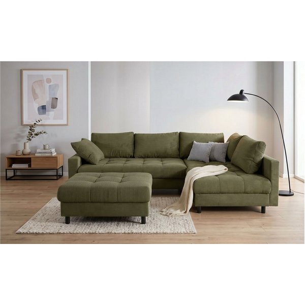 COLLECTION AB Ecksofa Toni XL L-Form B:274 cm Set inkl. Hocker, AKTION mit Pet Topper, Set: Sofa & Hocker, 2 Zierkissen, Bonell-Federkern