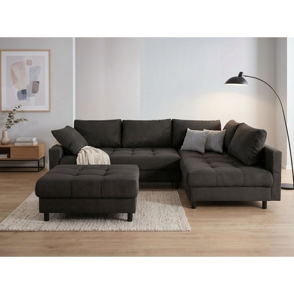 COLLECTION AB Ecksofa Toni XL L-Form B:274 cm Set inkl. Hocker, AKTION mit Pet Topper, Set: Sofa & Hocker, 2 Zierkissen, Bonell-Federkern