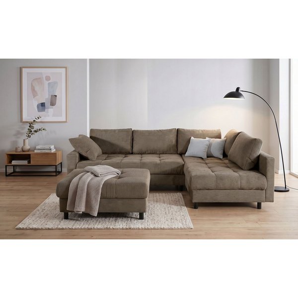 COLLECTION AB Ecksofa Toni XL L-Form B:274 cm Set inkl. Hocker, AKTION mit Pet Topper, Set: Sofa & Hocker, 2 Zierkissen, Bonell-Federkern