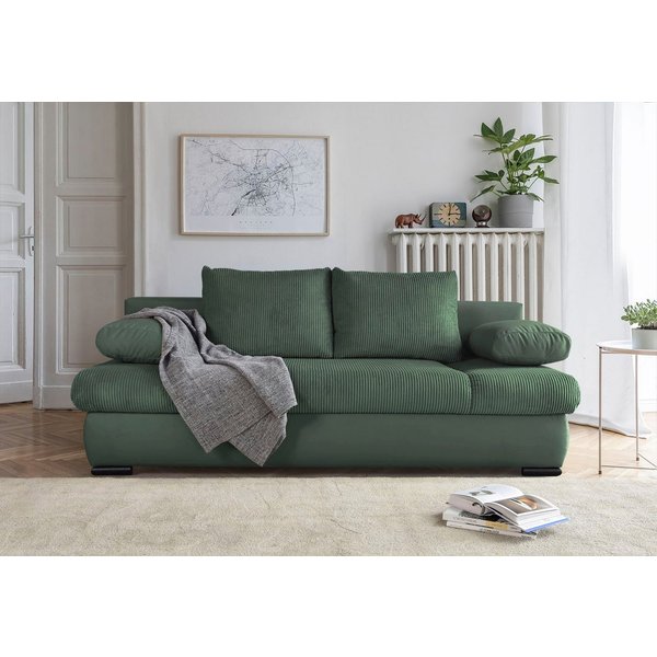 COLLECTION AB Schlafsofa Chicago, B: 200 cm, Liegefl. 146x200 cm, Schlaffunktion, Bettkasten & 2 Armlehnenkissen, Federkern