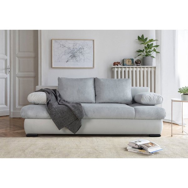 COLLECTION AB Schlafsofa Chicago, B: 200 cm, Liegefl. 146x200 cm, Schlaffunktion, Bettkasten & 2 Armlehnenkissen, Federkern