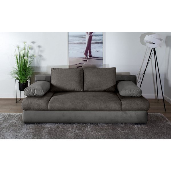 COLLECTION AB Schlafsofa Chicago, B: 200 cm, Liegefl. 146x200 cm, Schlaffunktion, Bettkasten & 2 Armlehnenkissen, Federkern
