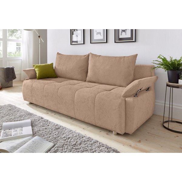 COLLECTION AB Schlafsofa Funtastic, B: 212 cm, Liegefl. 145x187 cm, Armteilverstellung,in Cord, Schlaffunktion, Bettkasten & Zierkissen, Gästebett mit Federkern