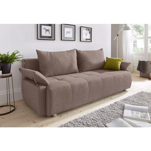 COLLECTION AB Schlafsofa Funtastic, B: 212 cm, Liegefl. 145x187 cm, Armteilverstellung,in Cord, Schlaffunktion, Bettkasten & Zierkissen, Gästebett mit Federkern