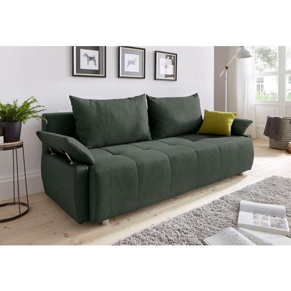 COLLECTION AB Schlafsofa Funtastic, B: 212 cm, Liegefl. 145x187 cm, Armteilverstellung,in Cord, Schlaffunktion, Bettkasten & Zierkissen, Gästebett mit Federkern
