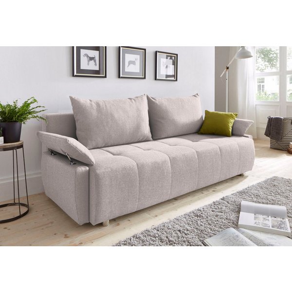COLLECTION AB Schlafsofa Funtastic, B: 212 cm, Liegefl. 145x187 cm, Armteilverstellung,in Cord, Schlaffunktion, Bettkasten & Zierkissen, Gästebett mit Federkern