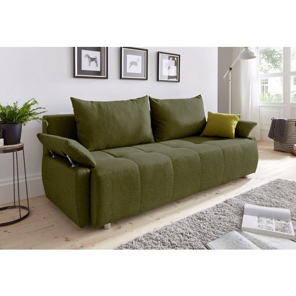 COLLECTION AB Schlafsofa Funtastic, B: 212 cm, Liegefl. 145x187 cm, Armteilverstellung,in Cord, Schlaffunktion, Bettkasten & Zierkissen, Gästebett mit Federkern
