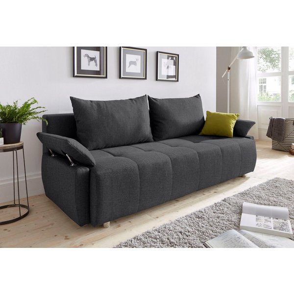 COLLECTION AB Schlafsofa Funtastic, B: 212 cm, Liegefl. 145x187 cm, Armteilverstellung,in Cord, Schlaffunktion, Bettkasten & Zierkissen, Gästebett mit Federkern