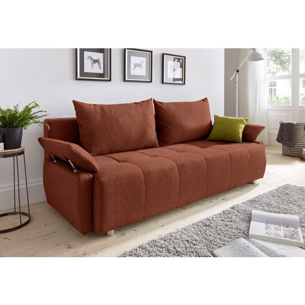 COLLECTION AB Schlafsofa Funtastic, B: 212 cm, Liegefl. 145x187 cm, Armteilverstellung,in Cord, Schlaffunktion, Bettkasten & Zierkissen, Gästebett mit Federkern