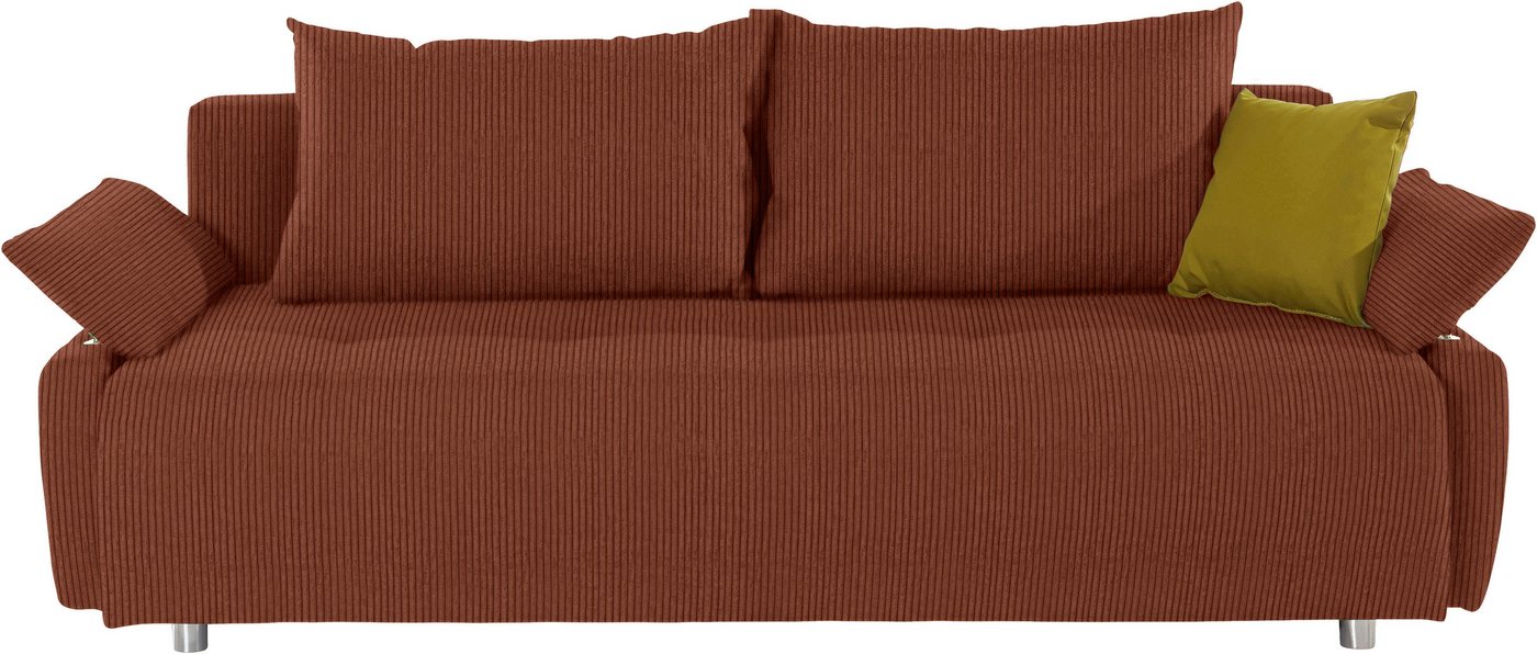 COLLECTION AB Schlafsofa Funtastic, B: 212 cm, Liegefl. 145x187 cm, Armteilverstellung,in Cord, Schlaffunktion, Bettkasten & Zierkissen, Gästebett mit Federkern – Bild 2 von 5