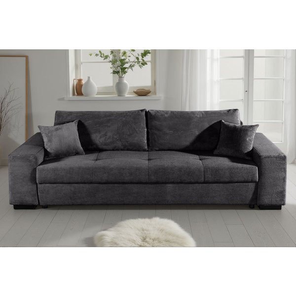 COLLECTION AB Schlafsofa Kreta, B: 248 cm, Liegefl. 137x195 cm, Schlaffunktion, Bettkasten & 2 Zierkissen, optional mit Topper