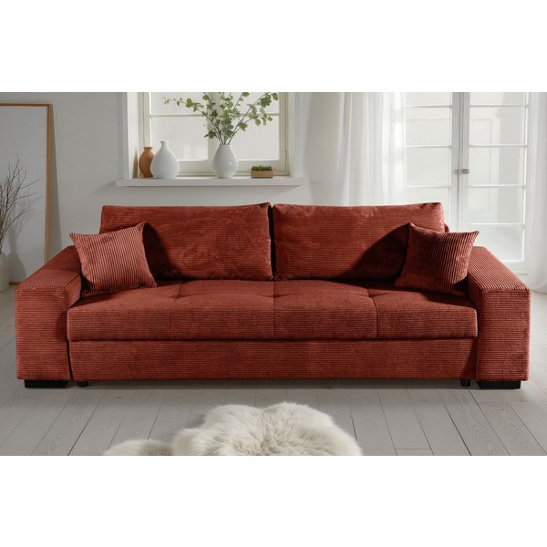 COLLECTION AB Schlafsofa Kreta, B: 248 cm, Liegefl. 137x195 cm, Schlaffunktion, Bettkasten & 2 Zierkissen, optional mit Topper