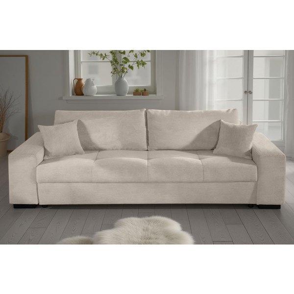 COLLECTION AB Schlafsofa Kreta, B: 248 cm, Liegefl. 137x195 cm, Schlaffunktion, Bettkasten & 2 Zierkissen, optional mit Topper