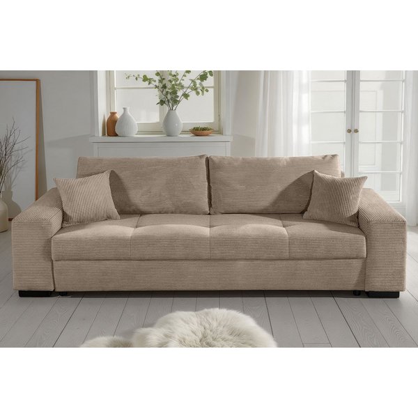 COLLECTION AB Schlafsofa Kreta, B: 248 cm, Liegefl. 137x195 cm, Schlaffunktion, Bettkasten & 2 Zierkissen, optional mit Topper