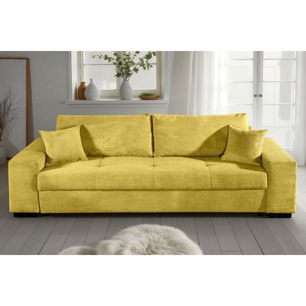 COLLECTION AB Schlafsofa Kreta, B: 248 cm, Liegefl. 137x195 cm, Schlaffunktion, Bettkasten & 2 Zierkissen, optional mit Topper