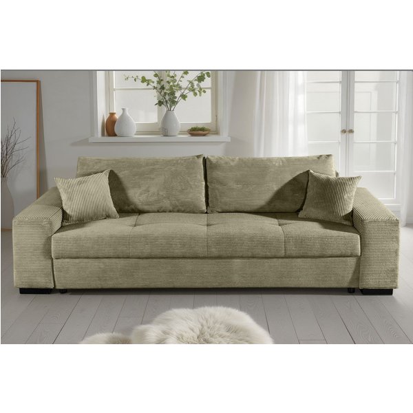 COLLECTION AB Schlafsofa Kreta, B: 248 cm, Liegefl. 137x195 cm, Schlaffunktion, Bettkasten & 2 Zierkissen, optional mit Topper