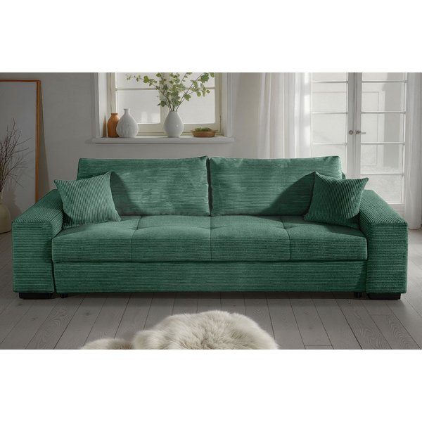 COLLECTION AB Schlafsofa Kreta, B: 248 cm, Liegefl. 137x195 cm, Schlaffunktion, Bettkasten & 2 Zierkissen, optional mit Topper