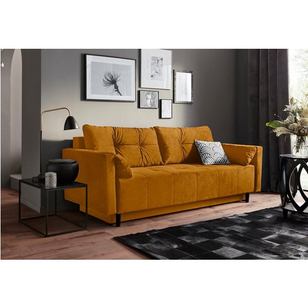 COLLECTION AB Schlafsofa Solar, B: 225 cm, Liegel. 136x200 cm, Schlaffunktion, Bettkasten & 1 Zierkissen, Federkern