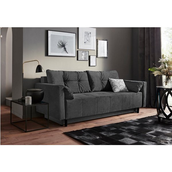 COLLECTION AB Schlafsofa Solar, B: 225 cm, Liegel. 136x200 cm, Schlaffunktion, Bettkasten & 1 Zierkissen, Federkern