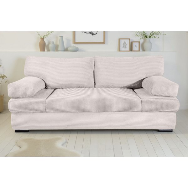 COLLECTION AB Schlafsofa Tina, B: 200 cm, Liegefl. 146x200 cm, Schlaffunktion, Bettkasten & 2 Armlehnenkissen, Federkern