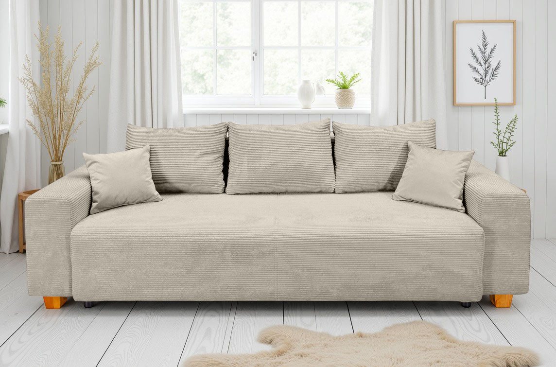 COLLECTION AB Schlafsofa Yves, B: 243 cm, Liegefl. 142x194 cm, Schlaffunktion, Bettkasten & 2 Zierkissen, Federkern – Bild 2 von 5