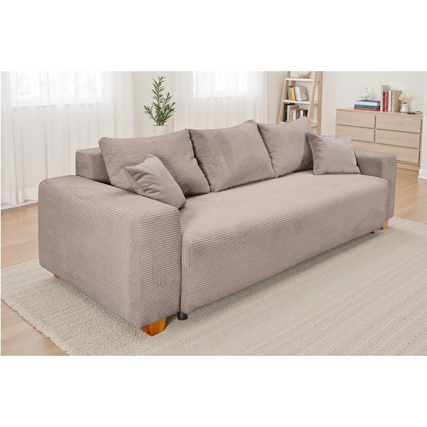 COLLECTION AB Schlafsofa Yves, B: 243 cm, Liegefl. 142x194 cm, Schlaffunktion, Bettkasten & 2 Zierkissen, Federkern