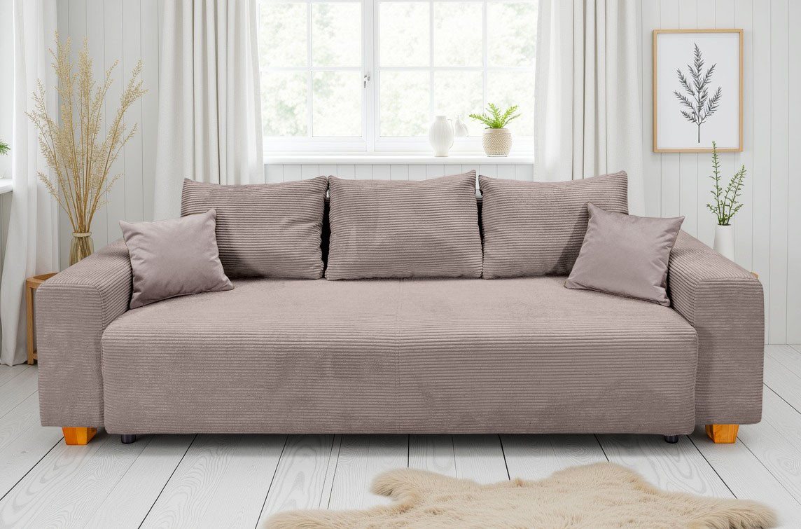 COLLECTION AB Schlafsofa Yves, B: 243 cm, Liegefl. 142x194 cm, Schlaffunktion, Bettkasten & 2 Zierkissen, Federkern – Bild 2 von 5