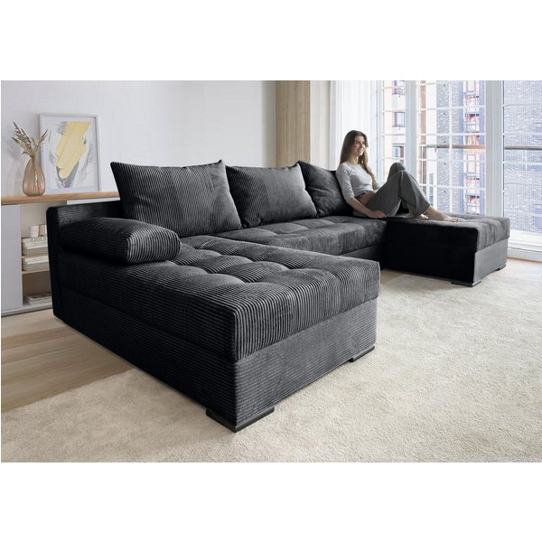 COLLECTION AB Wohnlandschaft Josy U-Form, B: 269 cm, auch in Cord, Schlaffunktion & Bettkasten, Federkern