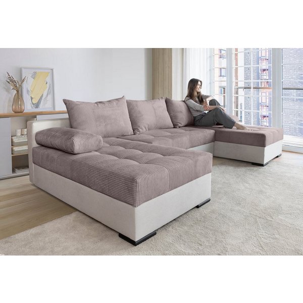 COLLECTION AB Wohnlandschaft Josy U-Form, B: 269 cm, auch in Cord, Schlaffunktion & Bettkasten, Federkern