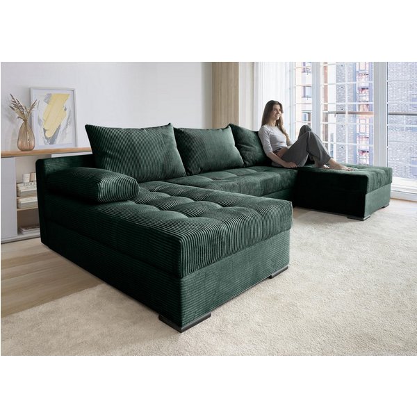 COLLECTION AB Wohnlandschaft Josy U-Form, B: 269 cm, auch in Cord, Schlaffunktion & Bettkasten, Federkern