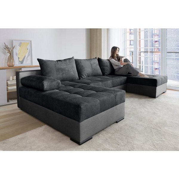 COLLECTION AB Wohnlandschaft Josy U-Form, B: 269 cm, auch in Cord, Schlaffunktion & Bettkasten, Federkern