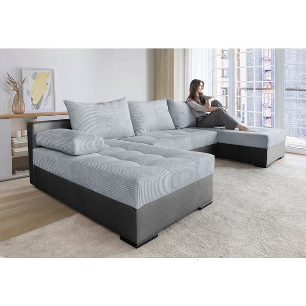 COLLECTION AB Wohnlandschaft Josy U-Form, B: 269 cm, auch in Cord, Schlaffunktion & Bettkasten, Federkern