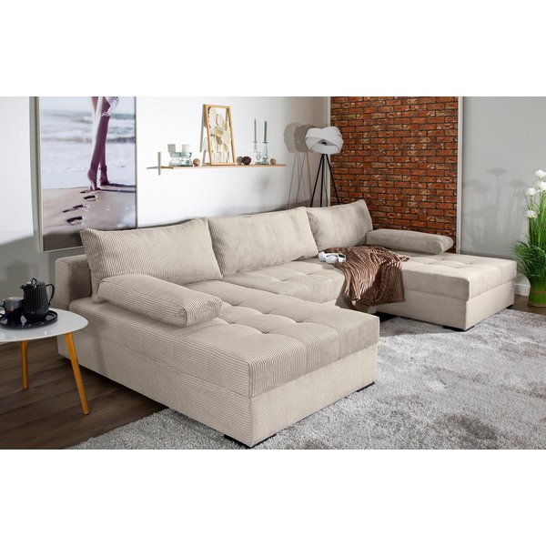 COLLECTION AB Wohnlandschaft Josy U-Form, B: 307 cm, Schlaffunktion & Bettkasten, Federkern