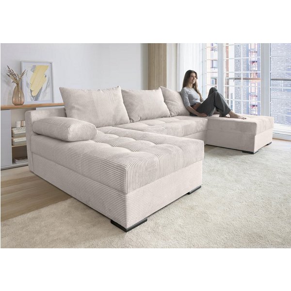 COLLECTION AB Wohnlandschaft Josy U-Form, B: 269 cm, auch in Cord, Schlaffunktion & Bettkasten, Federkern