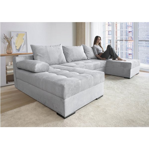 COLLECTION AB Wohnlandschaft Josy U-Form, B: 269 cm, auch in Cord, Schlaffunktion & Bettkasten, Federkern
