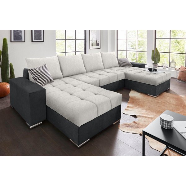 COLLECTION AB Wohnlandschaft Josy XL U-Form, Breite: 313 cm, Liegefl. 137x266 cm, Schlaffunktion, Bettkasten & 2 Zierkissen, Federkern