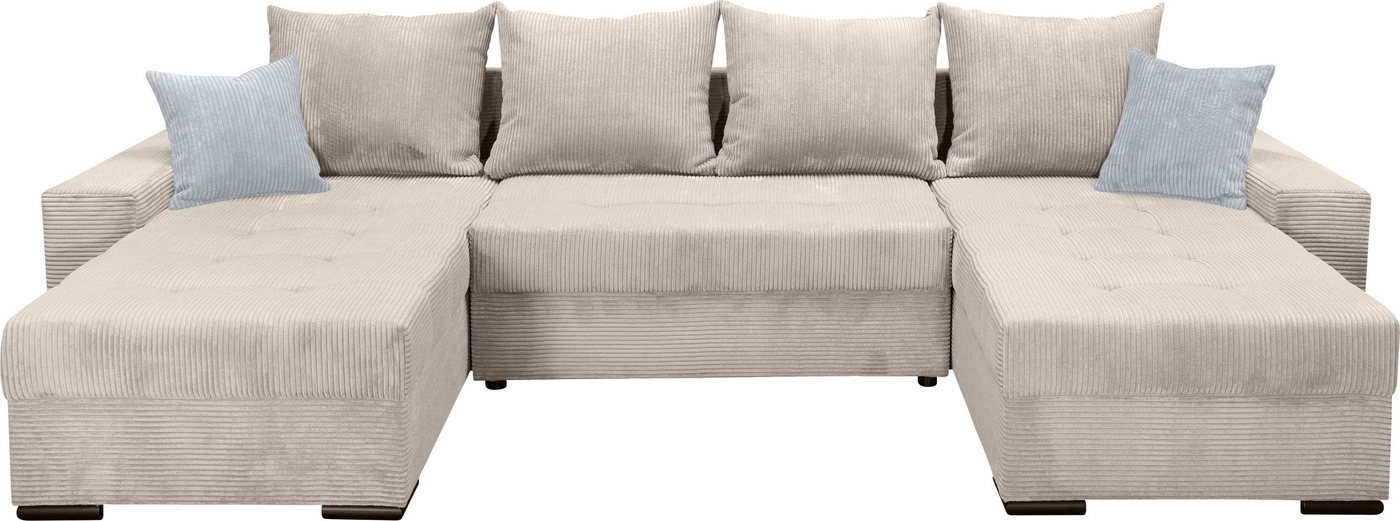 COLLECTION AB Wohnlandschaft Josy XL U-Form, B: 313 cm in Cord, Cord-Mix, Schlaffunktion, Bettkasten & 2 Zierkissen, Federkern – Bild 2 von 5