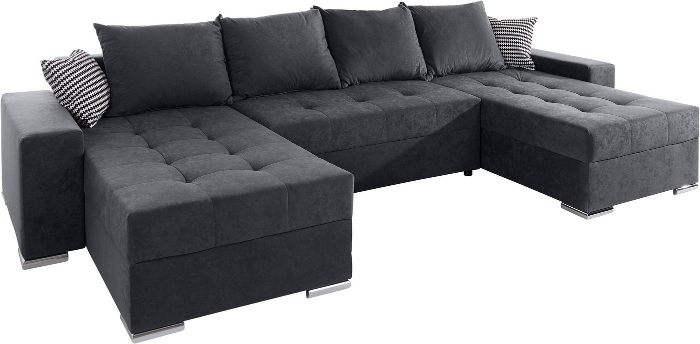 COLLECTION AB Wohnlandschaft Josy XL U-Form, Breite: 313 cm, Liegefl. 137x266 cm, Schlaffunktion, Bettkasten & 2 Zierkissen, Federkern – Bild 4 von 5