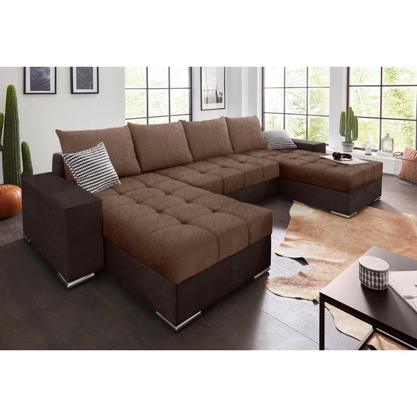 COLLECTION AB Wohnlandschaft Josy XL U-Form, Breite: 313 cm, Liegefl. 137x266 cm, Schlaffunktion, Bettkasten & 2 Zierkissen, Federkern