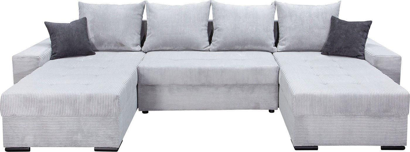 COLLECTION AB Wohnlandschaft Josy XL U-Form, B: 313 cm in Cord, Cord-Mix, Schlaffunktion, Bettkasten & 2 Zierkissen, Federkern – Bild 2 von 5