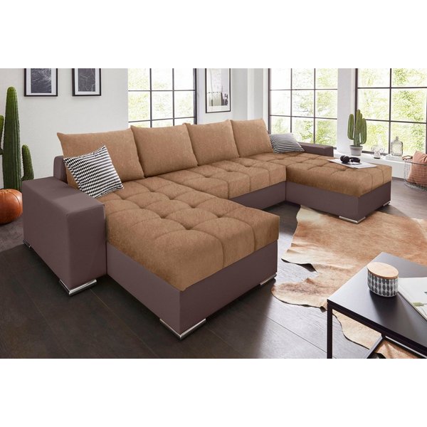 COLLECTION AB Wohnlandschaft Josy XL U-Form, Breite: 313 cm, Liegefl. 137x266 cm, Schlaffunktion, Bettkasten & 2 Zierkissen, Federkern