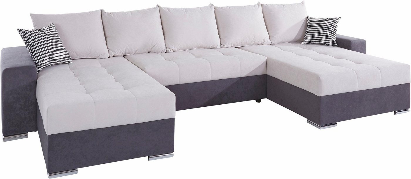 COLLECTION AB Wohnlandschaft Josy XXL U-Form, B: 333 cm, mit 2 Recamieren 77 & 97 cm, Schlaffunktion, Bettkasten & 2 Zierkissen, Federkern – Bild 5 von 5