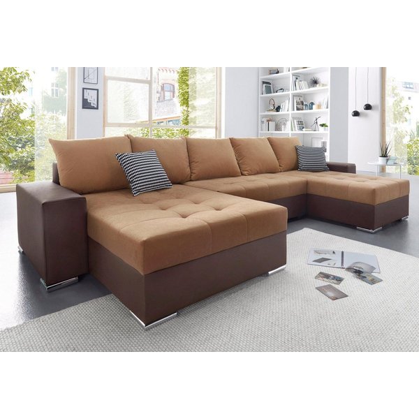 COLLECTION AB Wohnlandschaft Josy XXL U-Form, B: 333 cm, mit 2 Recamieren 77 & 97 cm, Schlaffunktion, Bettkasten & 2 Zierkissen, Federkern