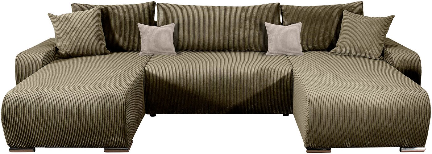 COLLECTION AB Wohnlandschaft Paola U-Form, B: 314 cm, Schlaffunktion, Bettkasten & 4 Zierkissen, Federkern – Bild 2 von 5