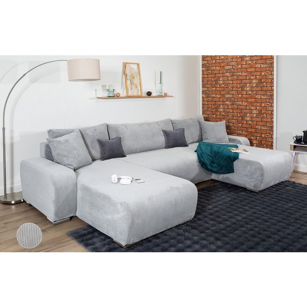 COLLECTION AB Wohnlandschaft Paola U-Form, B: 314 cm, Schlaffunktion, Bettkasten & 4 Zierkissen, Federkern