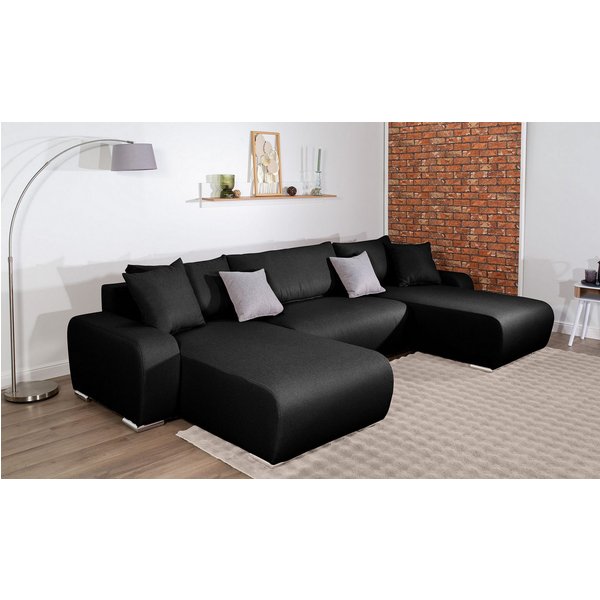COLLECTION AB Wohnlandschaft Paola U-Form, B: 314 cm, Schlaffunktion, Bettkasten & 4 Zierkissen, Federkern