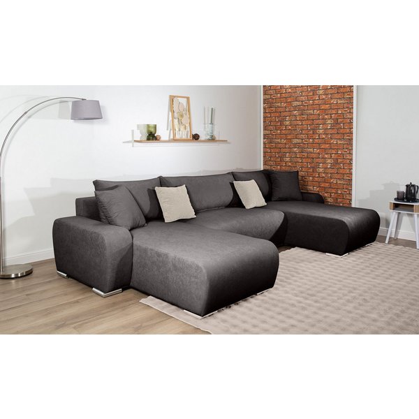 COLLECTION AB Wohnlandschaft Paola U-Form, B: 314 cm, Schlaffunktion, Bettkasten & 4 Zierkissen, Federkern