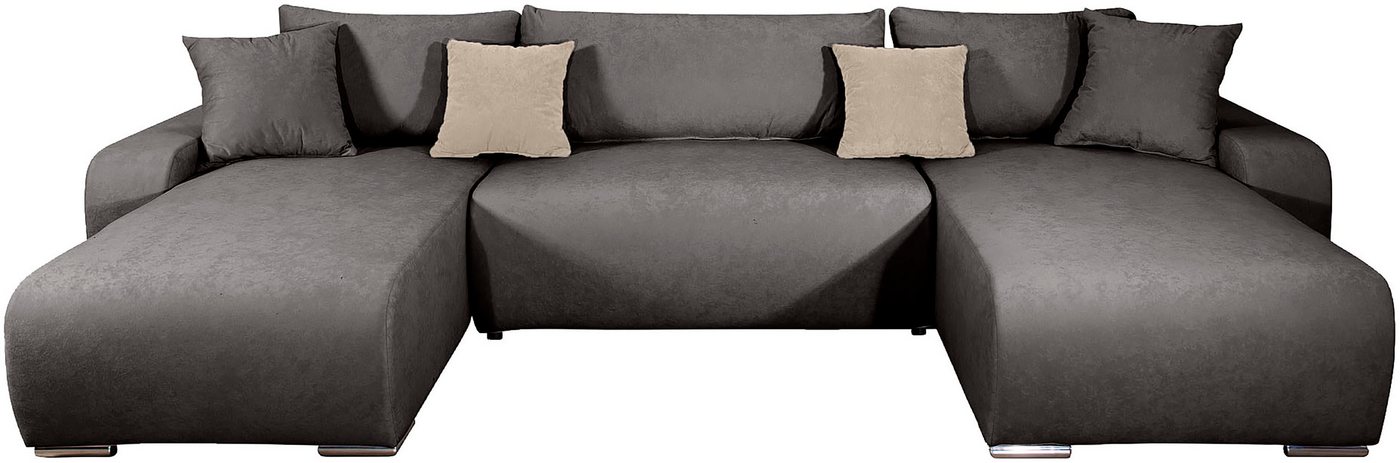 COLLECTION AB Wohnlandschaft Paola U-Form, B: 314 cm, Schlaffunktion, Bettkasten & 4 Zierkissen, Federkern – Bild 2 von 5