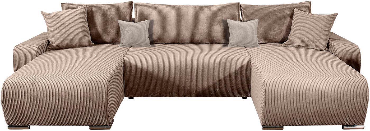 COLLECTION AB Wohnlandschaft Paola U-Form, B: 314 cm, Schlaffunktion, Bettkasten & 4 Zierkissen, Federkern – Bild 2 von 5